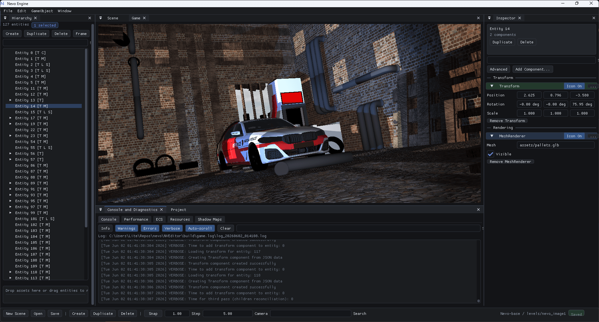 Nevo Engine editor scene